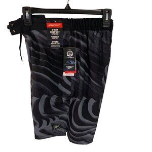 Speedo Mens Hydro Square Leg Boardshorts M 4-Way Comfort Stretch Black & Gray Sw